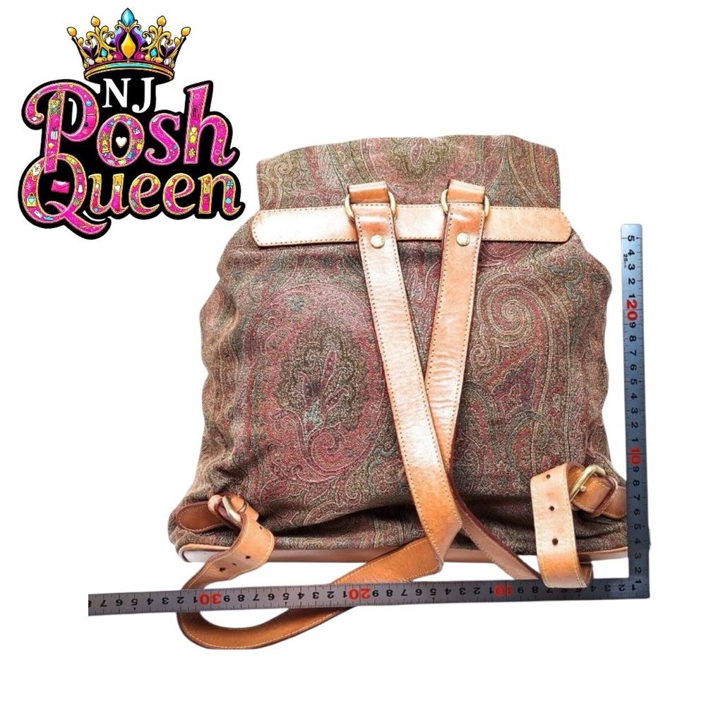 Etro BackPack Bag Brown Canvas - Picture 2 of 9